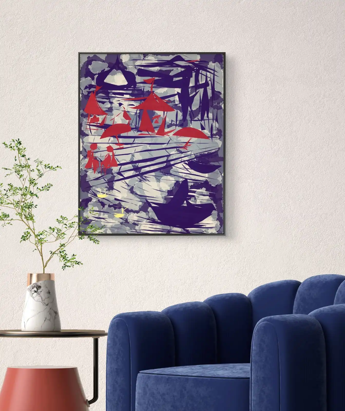 Banaras Ghat Evening Riverfront digital artwork showing evening light over river and ghat steps.