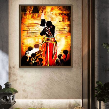 anaras Ghat Ganga Aarti Painting fine art print on cotton canvas, signed by artist, framed or unframed Indian spiritual wall décor.