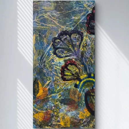 Impression -Timeless Soul Painting original acrylic abstract 22x44 inches framed