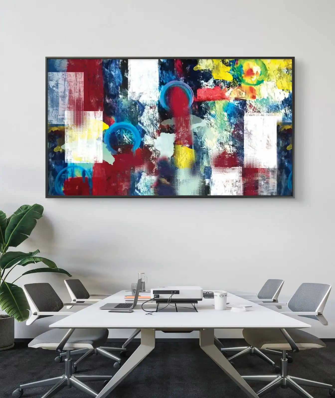 Success Ladder Abstract Painting – Original Acrylic Fine Art Print on Cotton Canvas Signed by Artist