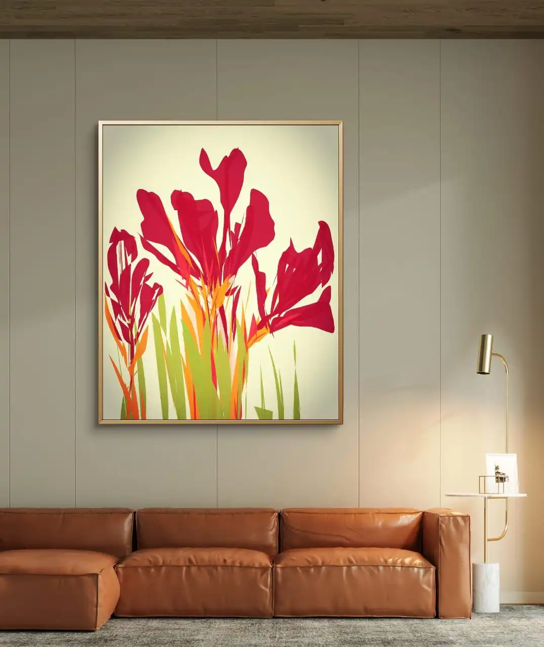 Blooming Canna Blossoms painting digital floral art print on cotton canvas signed by artist Sabiha Hasan Sumbul