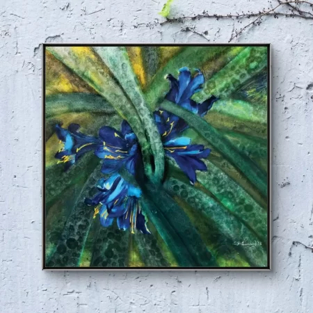 Blooming Bluebells Canvas Painting – Floral Wall Art on Cotton Canvas by Sabiha Hasan Sumbul