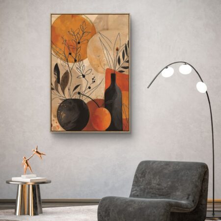 Bohemian Autumn Vessel Artwork original handmade Boho painting in warm earthy tones.