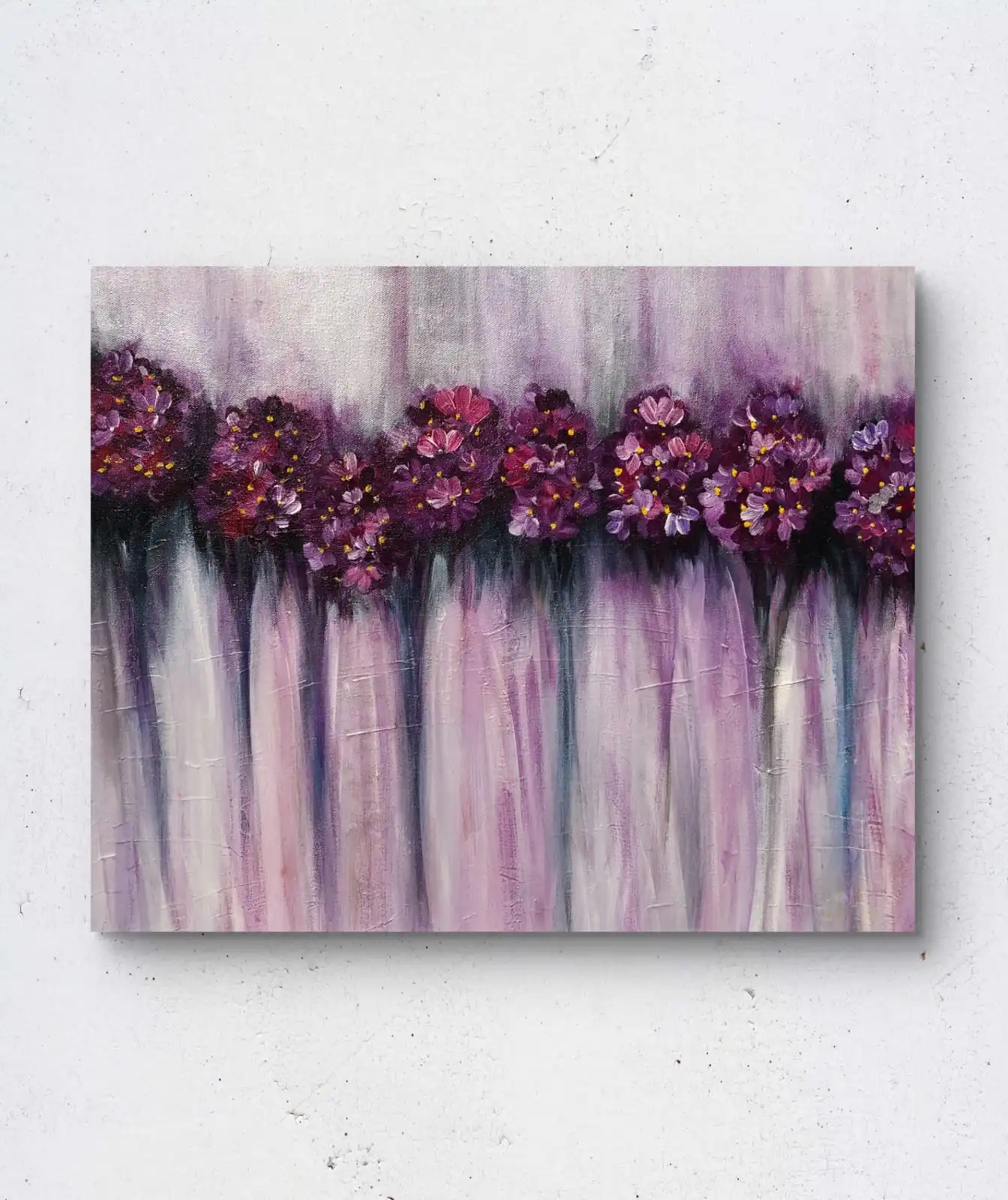 Geranium Floral Embrace Painting by Sabiha Hasan Sumbul, acrylic geranium flowers artwork, framed 21×25 inches ready to hang