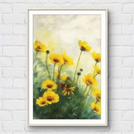 Dancing in Daylight Painting celebrates the joy of yellow daisies in a graceful design. Printed on premium cotton canvas, this fine art piece adds warmth and beauty to any setting. Each print is signed by the artist, making it a unique and authentic work of art. You can select from framed, unframed, or gallery wrap styles to match your décor. The artwork suits modern homes, elegant offices, or as a meaningful gift for loved ones. Dancing in Daylight Painting blends natural charm with timeless artistry, creating a statement piece for your wall. Bring home this yellow floral canvas print and let your space reflect freshness, creativity, and light.