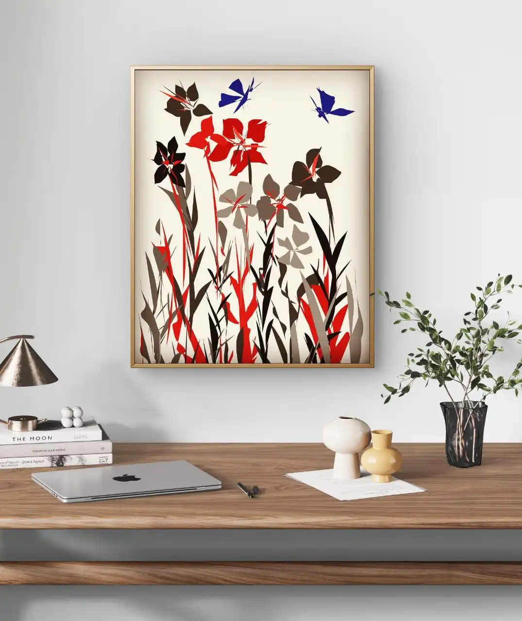 Modern Lily Floral Art: digital painting of lilies on cotton canvas, signed by artist, framed and gallery wrap options