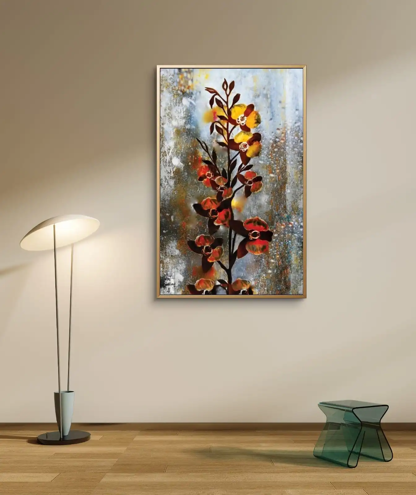 Orchid in the Rain Floral Painting on Cotton Canvas – Signed Fine Art Print for Modern Home and Office Wall Décor