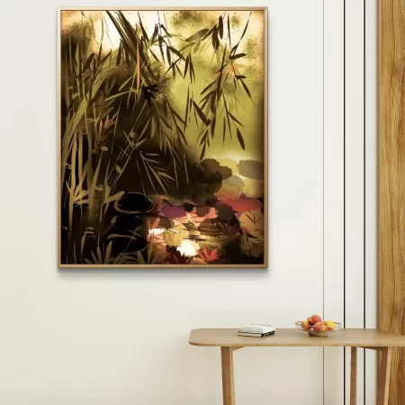 Bamboo of Prosperity art print on cotton canvas signed by artist