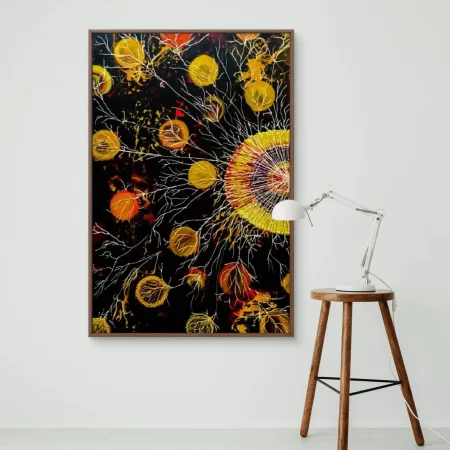 Be Positive Abstract Painting, modern acrylic art on cotton canvas signed by artist