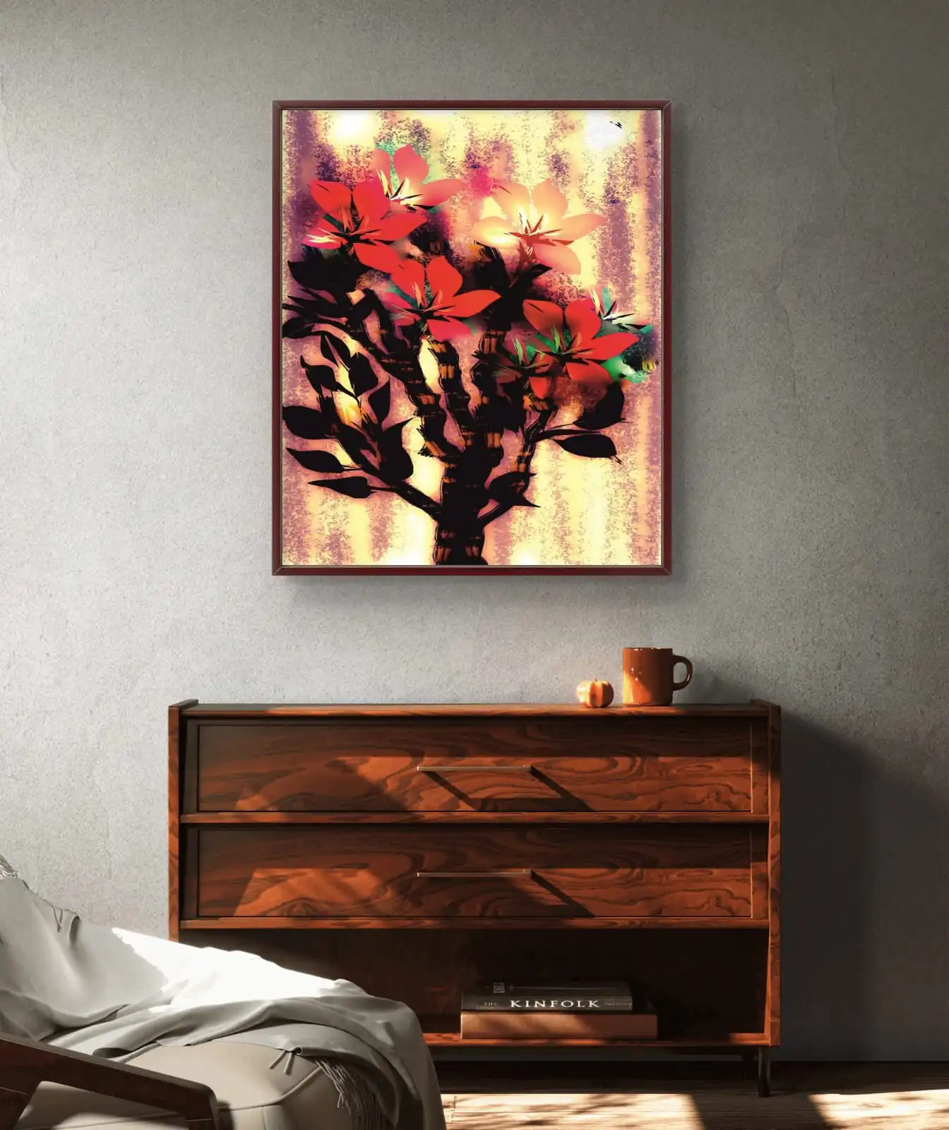 Bougainvillea Fine Art Print with vibrant floral design in multiple framing option.