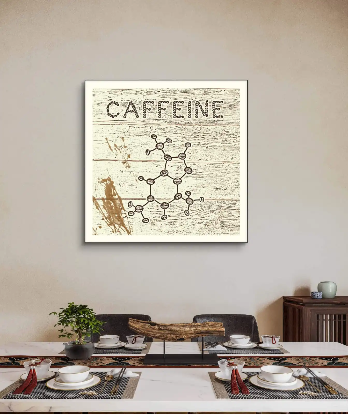 Caffeine molecular typography art coffee chemistry design
