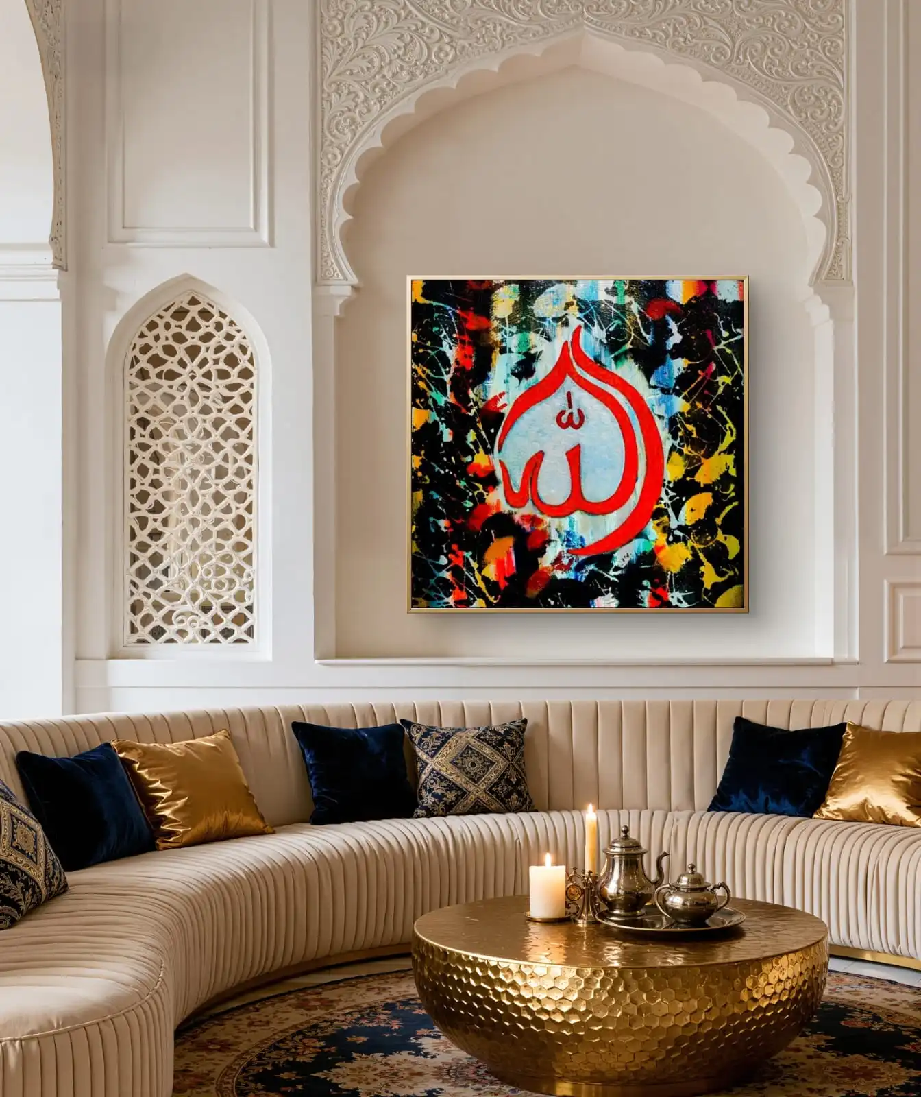 Abstract calligraphy canvas art representing creation