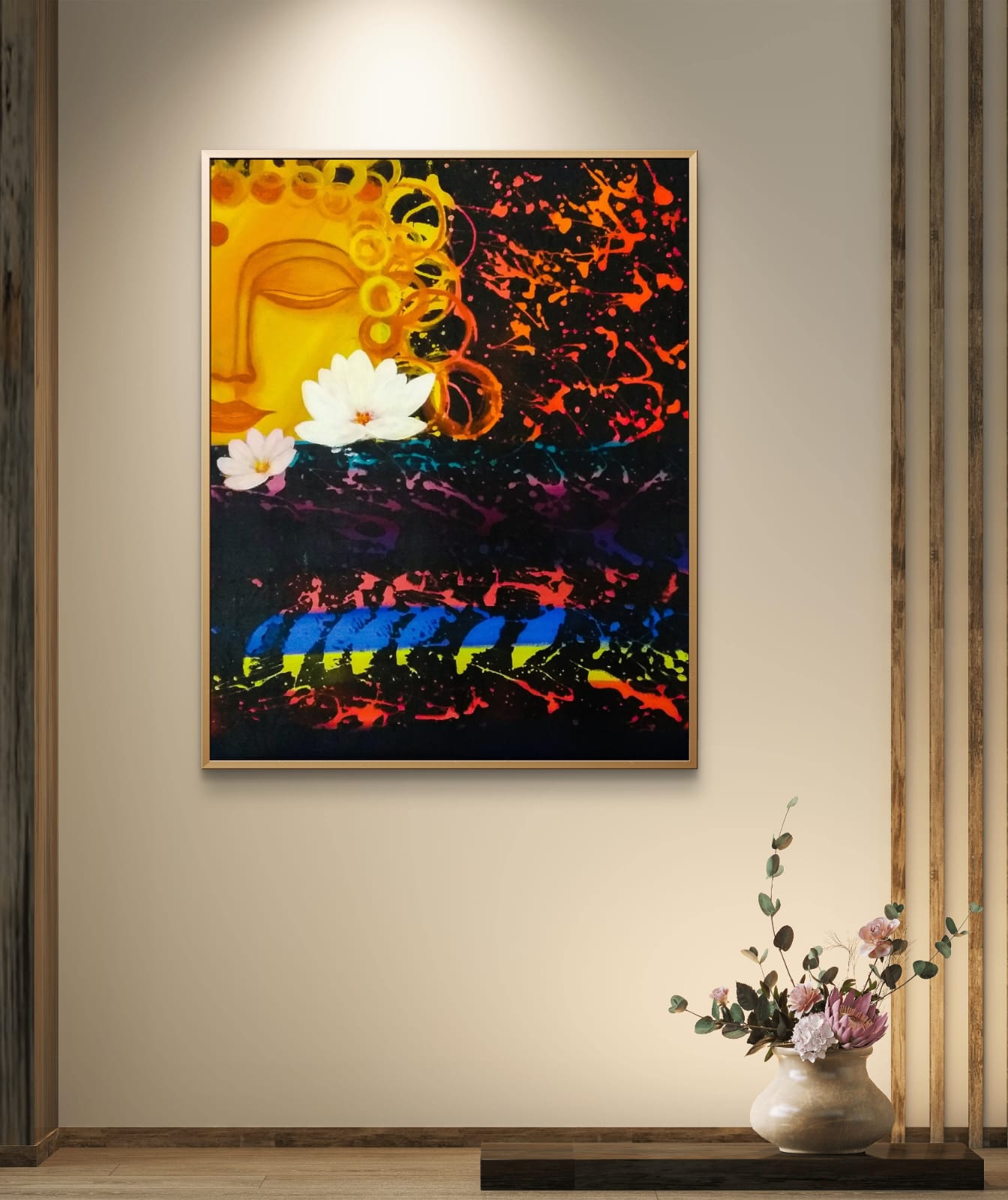 Lotus of Enlightenment painting – devotional Buddha art in acrylic with lotus motif