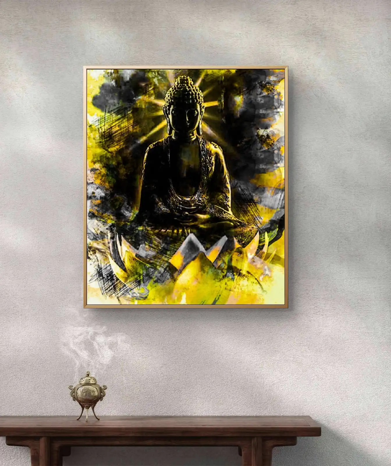 Eternal Calm Buddha Painting – original acrylic devotional art on canvas showing serene Buddha in peaceful meditation.