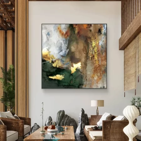 Golden Rust Abstract Painting – fine art print on cotton canvas, signed by artist