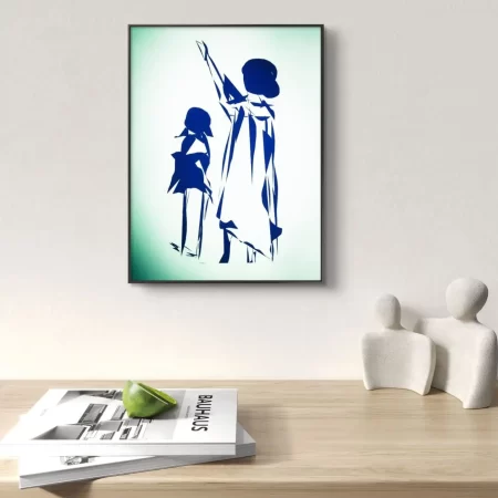 Mother As A Guide painting Guide in blue tones on white and light green background