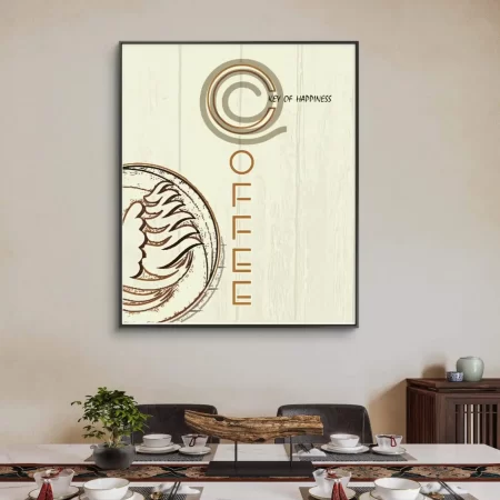 Happiness begins with coffee typography artwork minimalist design