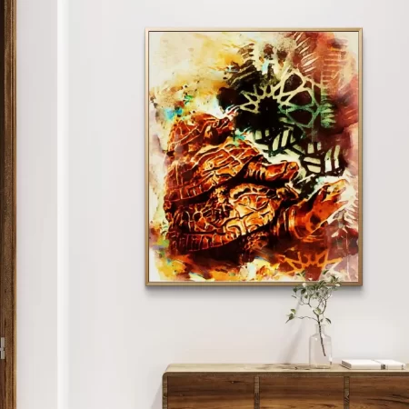 Harmony of Three Turtles handmade painting on cotton canvas – signed by artist