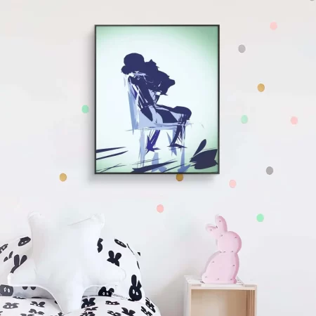 Mother As A Healer painting Healer in blue tones on white and light green background