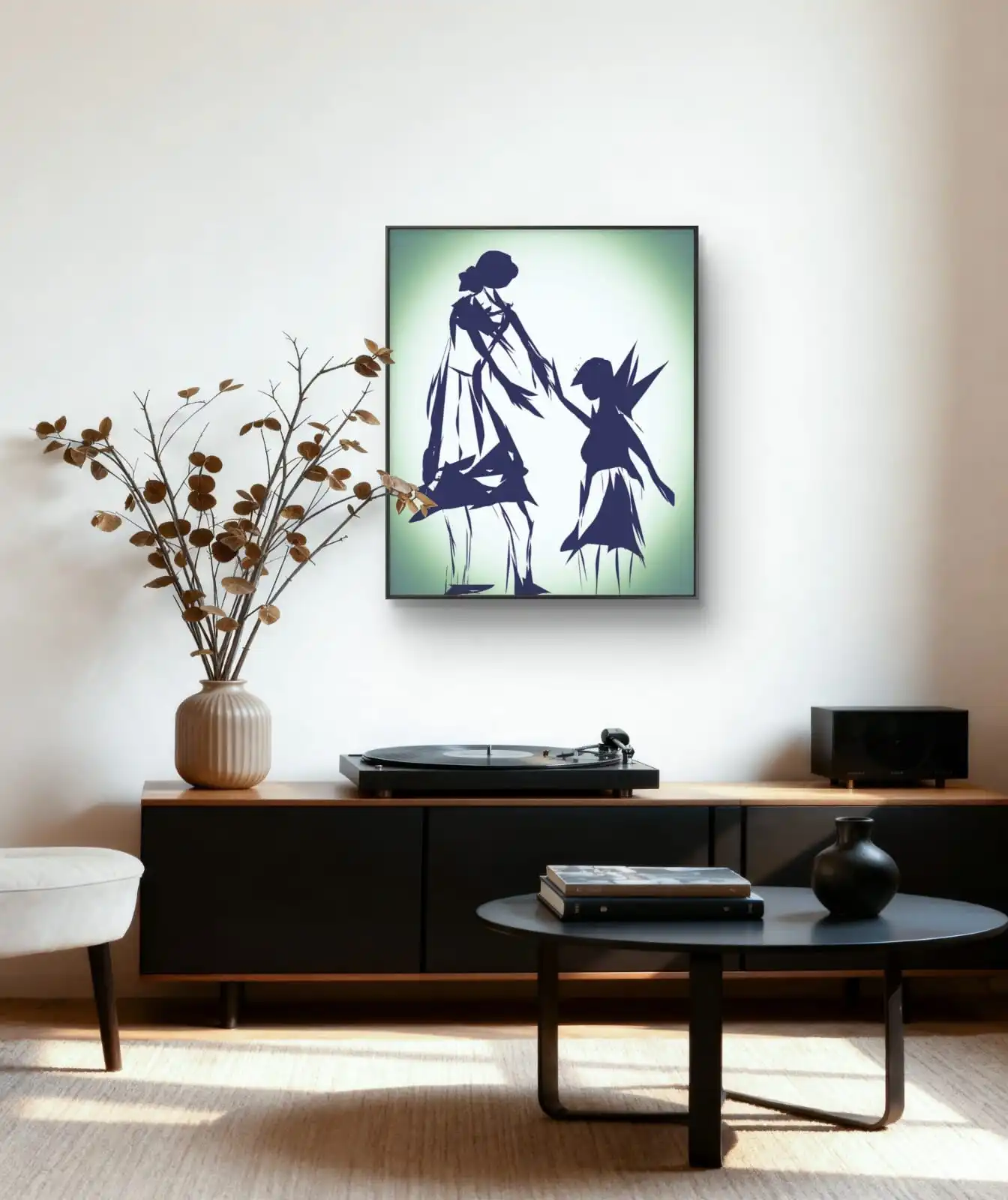 Mother Motivates Child Courage Keep Trying blue digital canvas painting