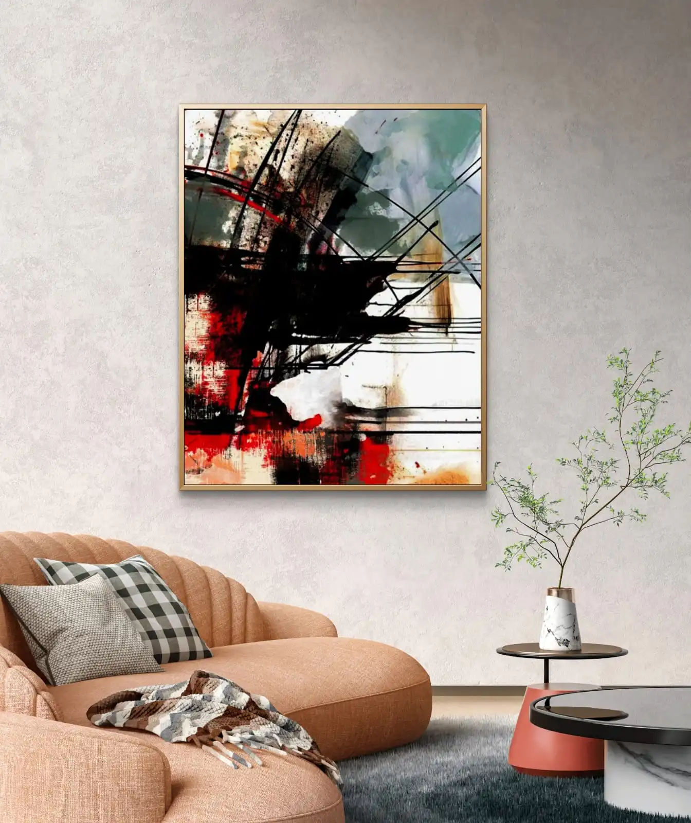 Living Lines Abstract Painting – modern acrylic artwork on cotton canvas