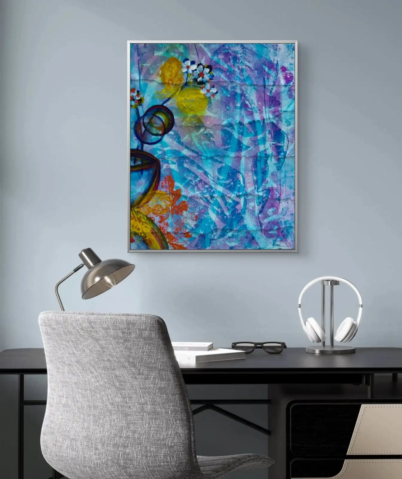 Manthan 1 – original abstract acrylic painting by S.H. Sumbul showcasing bold textures and vibrant colors, contemporary fine art for modern interiors