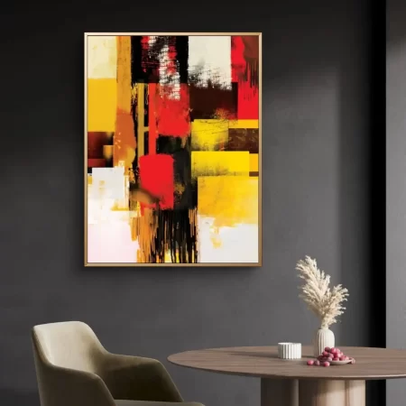 Melting Blocks Abstract Painting – colorful geometric acrylic fine art print on cotton canvas signed by artist