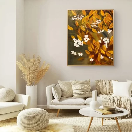 Parijaat fine art print floral acrylic painting on cotton canvas
