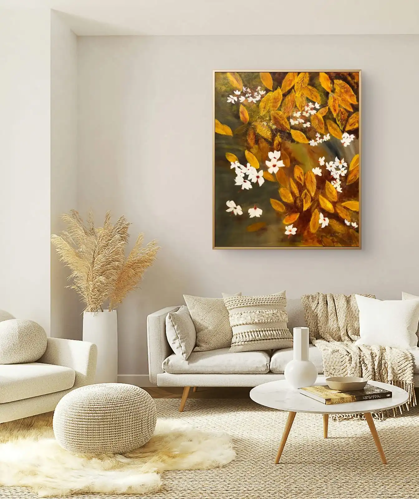 Parijaat fine art print floral acrylic painting on cotton canvas