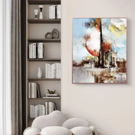 Vertical Dawn Abstract Acrylic Painting – Fine Art Print on Cotton Canvas, Modern Wall Art Décor for Home and Office.