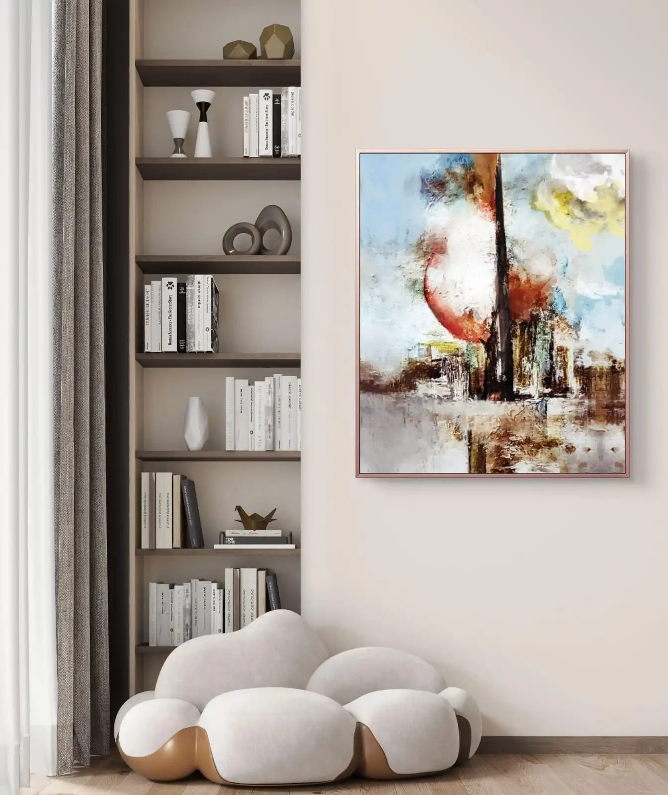Vertical Dawn Abstract Acrylic Painting – Fine Art Print on Cotton Canvas, Modern Wall Art Décor for Home and Office.