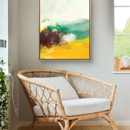 Vivid Calm Abstract Acrylic Painting – Modern Fine Art Print on Cotton Canvas by S.H. Sumbul