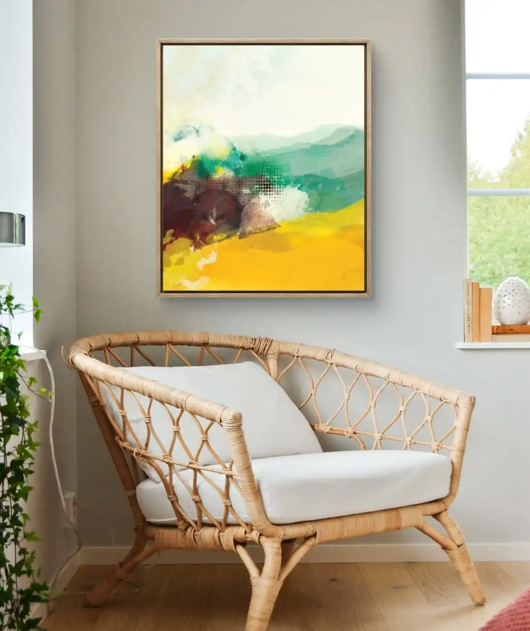Vivid Calm Abstract Acrylic Painting – Modern Fine Art Print on Cotton Canvas by S.H. Sumbul