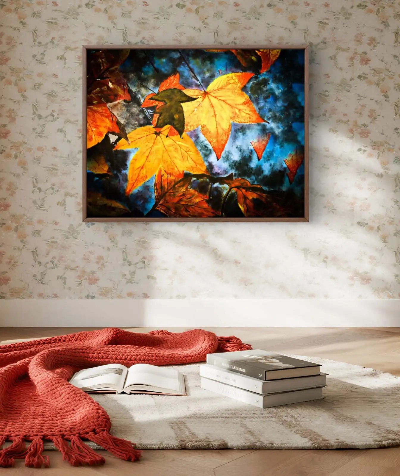 Autumn Night Painting fine art print on cotton canvas from the original handmade artwork.
