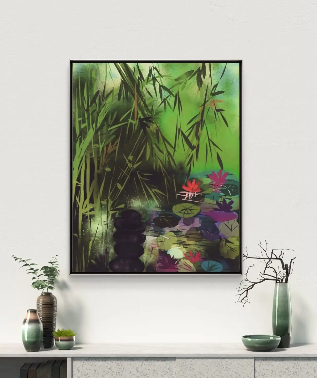 Whispers of Bamboo art print on cotton canvas signed by artist