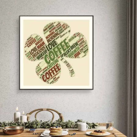 Coffee in Bloom typography flower artwork with coffee words forming petals