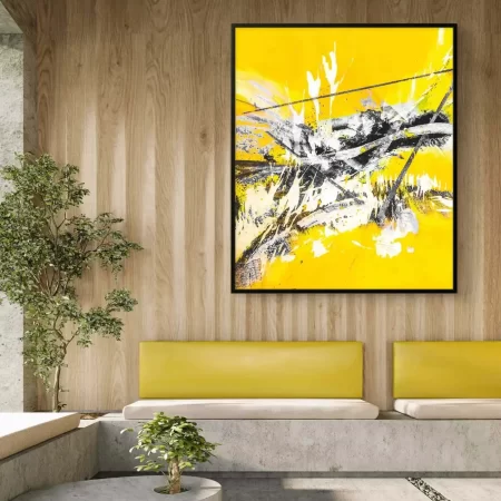 Dancing Particles Abstract Painting – modern acrylic artwork on cotton canvas