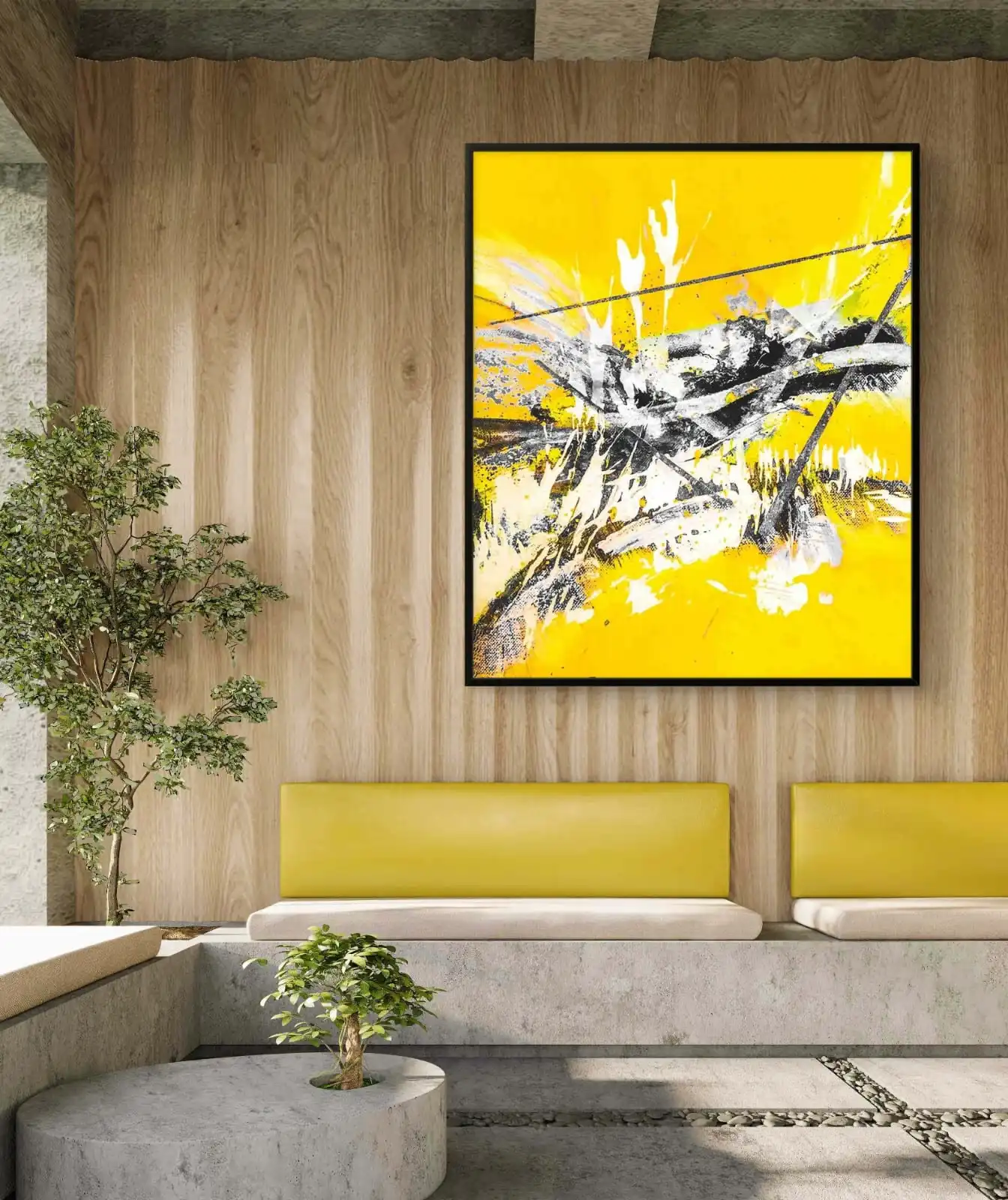 Dancing Particles Abstract Painting – modern acrylic artwork on cotton canvas