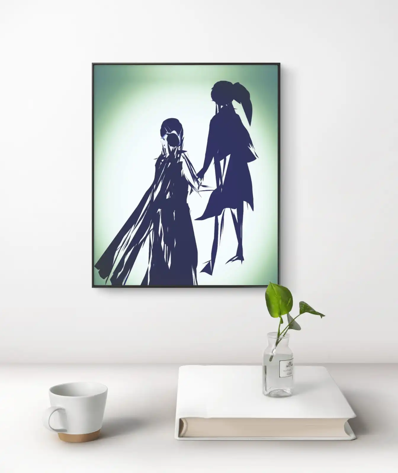 Mother Child Friendship Painting Friend Forever in blue tones on white and light green background