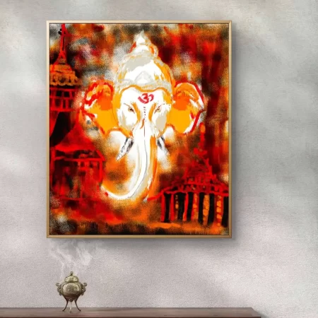Divine Ganesha Aura Painting fine art print on canvas