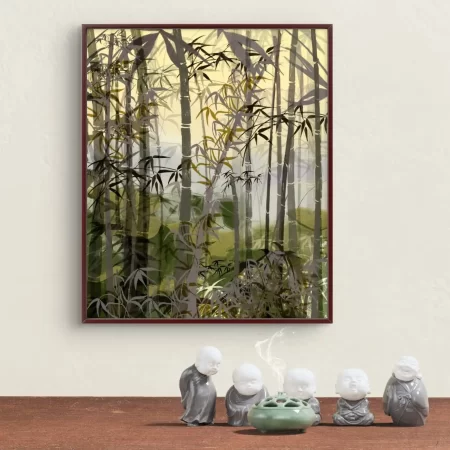 Bamboo Forest landscape painting fine art print on cotton canvas