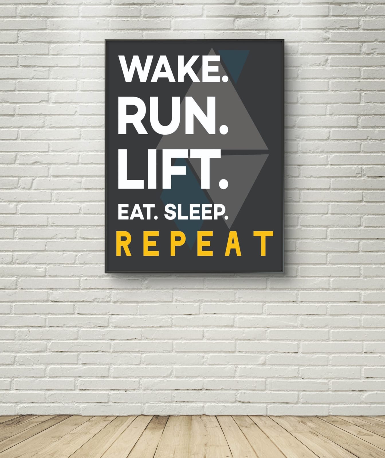 Fitness motivation typography art gym wall art