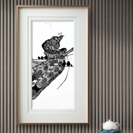 Royal Muse Sketch artwork by artist Sabiha Hasan Sumbul in pen and acrylic on cotton canvas