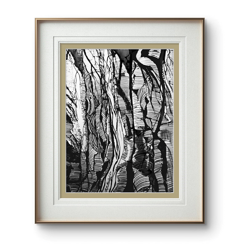 Echoes of Banyan Tree pen and charcoal sketch by Sabiha Hasan Sumbul, detailed banyan tree drawing