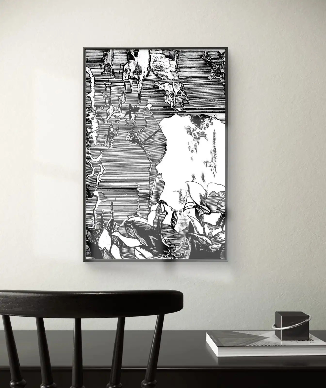 Bloom Through Crack Sketch pen and charcoal artwork showing flower growing through crack