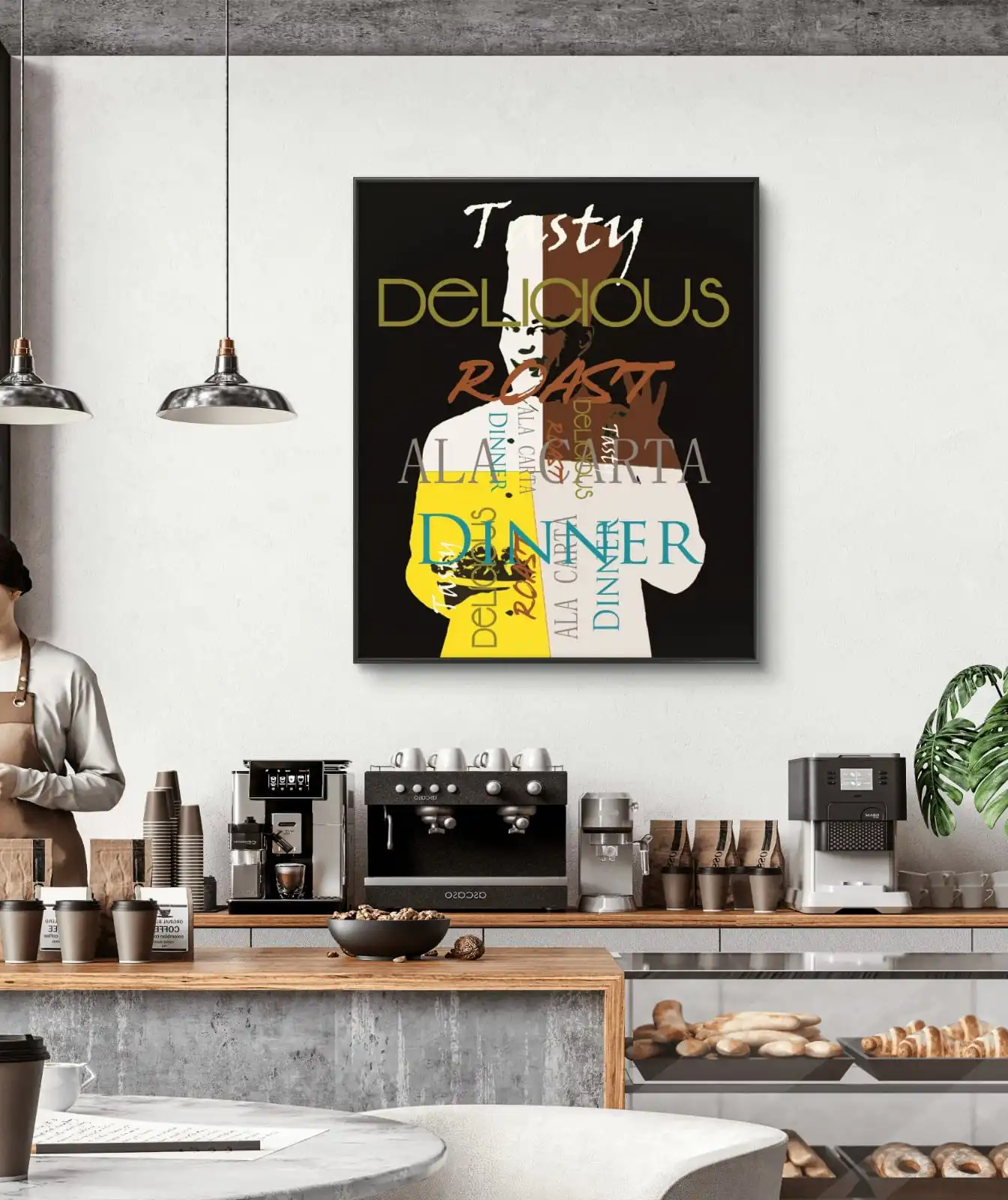 Chef inspired food typography canvas artwork kitchen wall art